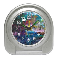 Abstract Turquoise Travel Alarm Clock by kaleidomarblingart