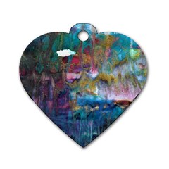 Abstract Turquoise Dog Tag Heart (one Side) by kaleidomarblingart