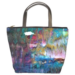 Abstract Turquoise Bucket Bag by kaleidomarblingart