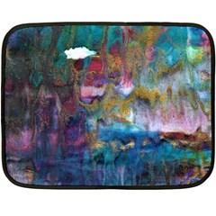 Abstract Turquoise Fleece Blanket (mini) by kaleidomarblingart