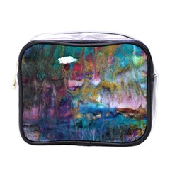 Abstract Turquoise Mini Toiletries Bag (one Side) by kaleidomarblingart