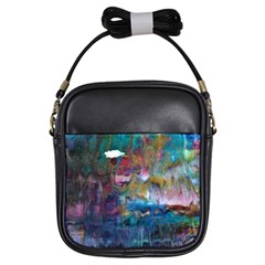 Abstract Turquoise Girls Sling Bag by kaleidomarblingart