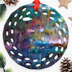 Abstract Turquoise Ornament (round Filigree) by kaleidomarblingart