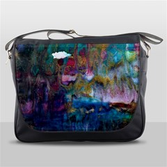 Abstract Turquoise Messenger Bag by kaleidomarblingart