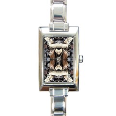 Wood Patterns Rectangle Italian Charm Watch by kaleidomarblingart