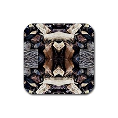 Wood Patterns Rubber Coaster (square)  by kaleidomarblingart