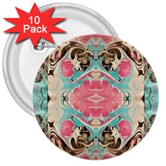 Arabesque  3  Buttons (10 Pack)  by kaleidomarblingart