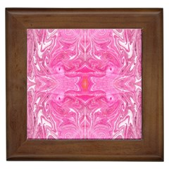 Pink Marbling Framed Tile by kaleidomarblingart