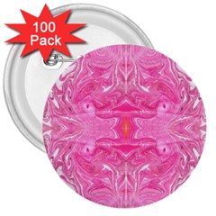 Pink Marbling 3  Buttons (100 Pack)  by kaleidomarblingart