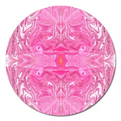 Pink Marbling Magnet 5  (round) by kaleidomarblingart