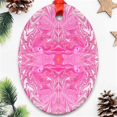 Pink Marbling Oval Ornament (two Sides) by kaleidomarblingart