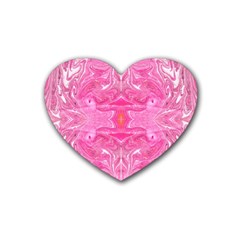 Pink Marbling Rubber Coaster (heart)  by kaleidomarblingart