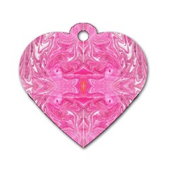 Pink Marbling Dog Tag Heart (one Side) by kaleidomarblingart