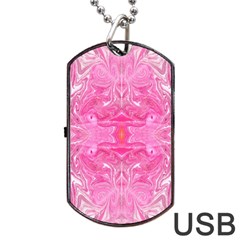 Pink Marbling Dog Tag Usb Flash (two Sides) by kaleidomarblingart