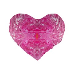 Pink Marbling Standard 16  Premium Flano Heart Shape Cushions by kaleidomarblingart