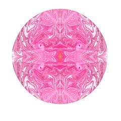 Pink Marbling Mini Round Pill Box by kaleidomarblingart