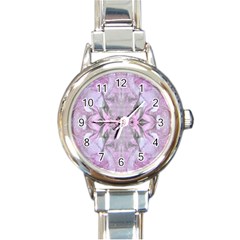 Pink Module Round Italian Charm Watch by kaleidomarblingart