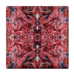 Red Arabesque Tile Coaster by kaleidomarblingart