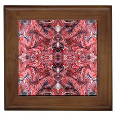 Red Arabesque Framed Tile by kaleidomarblingart