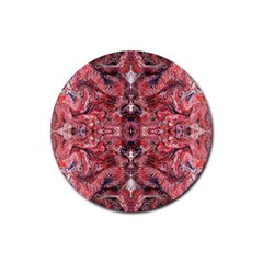 Red Arabesque Rubber Coaster (round)  by kaleidomarblingart