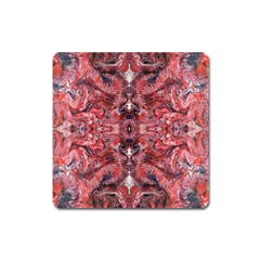 Red Arabesque Square Magnet by kaleidomarblingart