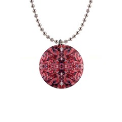 Red Arabesque 1  Button Necklace by kaleidomarblingart