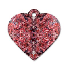 Red Arabesque Dog Tag Heart (one Side) by kaleidomarblingart