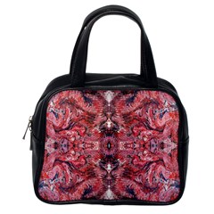 Red Arabesque Classic Handbag (one Side) by kaleidomarblingart