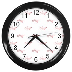 Amor Text Drawing Pattern Wall Clock (black) by dflcprintsclothing