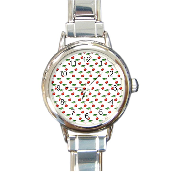 Cherries Love Round Italian Charm Watch