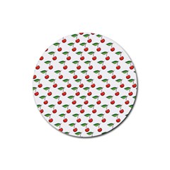 Cherries Love Rubber Round Coaster (4 Pack)  by designsbymallika