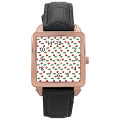 Cherries Love Rose Gold Leather Watch  by designsbymallika