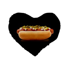 Hot Dog Standard 16  Premium Heart Shape Cushions by snackkingdom