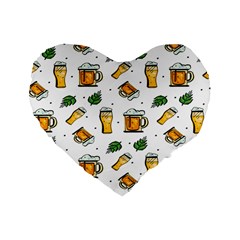 Beer Love Standard 16  Premium Flano Heart Shape Cushions by designsbymallika