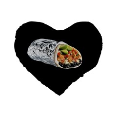 Burrito Standard 16  Premium Flano Heart Shape Cushions by snackkingdom