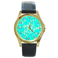 Pop Art Neuro Light Round Gold Metal Watch