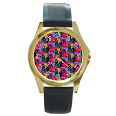 Doggy Round Gold Metal Watch by Sparkle