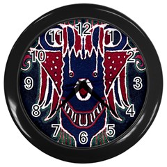 Fantasy Sketchy Drawing Mask Artwork Wall Clock (black) by dflcprintsclothing