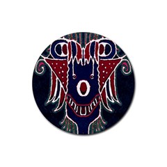 Fantasy Sketchy Drawing Mask Artwork Rubber Round Coaster (4 Pack)  by dflcprintsclothing