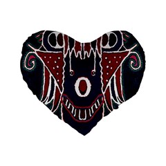 Fantasy Sketchy Drawing Mask Artwork Standard 16  Premium Flano Heart Shape Cushions by dflcprintsclothing