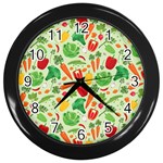 Vegetables Love Wall Clock (Black) Front