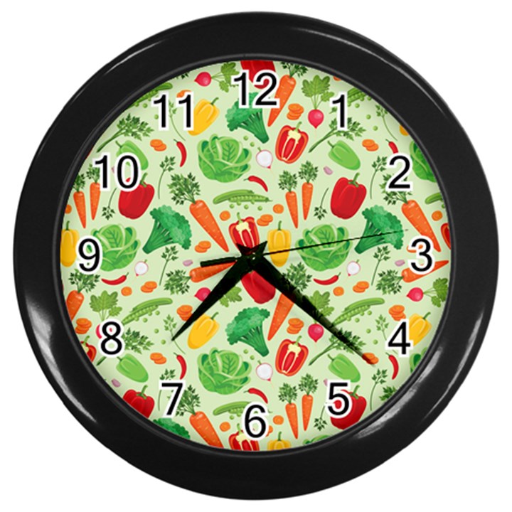 Vegetables Love Wall Clock (Black)