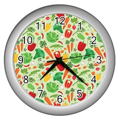 Vegetables Love Wall Clock (silver) by designsbymallika