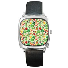 Vegetables Love Square Metal Watch by designsbymallika