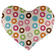 Donuts Love Large 19  Premium Heart Shape Cushions by designsbymallika