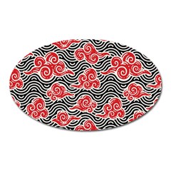 Red Black Waves Oval Magnet by designsbymallika