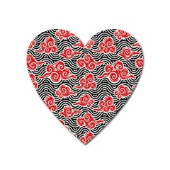 Red Black Waves Heart Magnet by designsbymallika