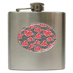 Red Black Waves Hip Flask (6 Oz) by designsbymallika