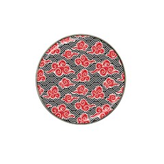 Red Black Waves Hat Clip Ball Marker (4 Pack) by designsbymallika