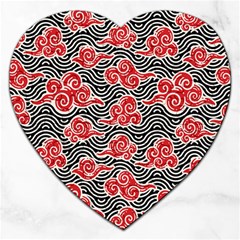 Red Black Waves Jigsaw Puzzle (heart) by designsbymallika